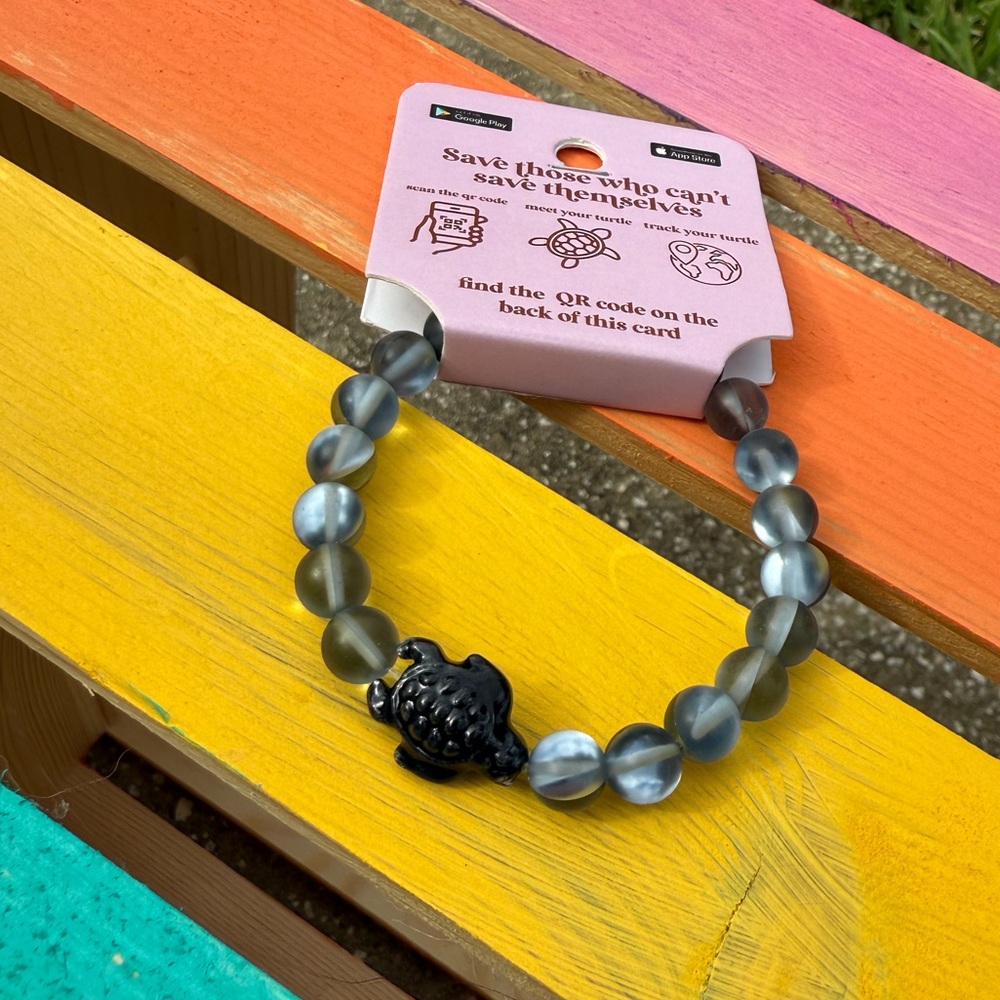 Simply Southern Turtle Tracker Bracelet Glass Beads Ceramic Turtle